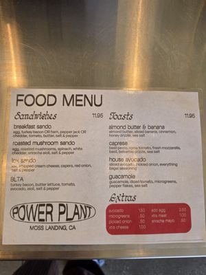 Menu photo 3 The Power Plant Coffee Moss Landing, CA Menu photo 3 The Power Plant Coffee Moss Landing, CA