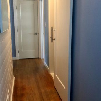 VKB Kitchen & Bath - After - Hallway The doors were relocated and a slider/barn door added - General Contractors Near Me - Columbia, Maryland VKB Kitchen & Bath - After - Hallway The doors were relocated and a slider/barn door added - General Contractors Near Me - Columbia, Maryland