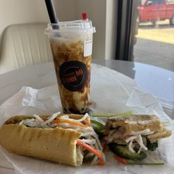 Paris Banh Mi Wichita East - Paris Nights brown sugar boba tea and the chicken bahn mi. Both were excellent.