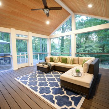 Composite And Vinyl Screen Room With Pine Tongue And Groove