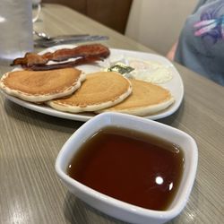The Original Egg - A bowl of warm syrup makes a big deal on them griddle cakes