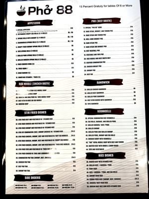 Menu photo 2 Pho 88 San Antonio, TX