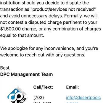 Desert Pool Company - Just got this email after waiting for almost a month with little to no communication - Pool & Hot Tub Service Near Me