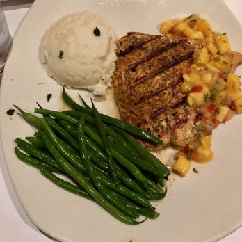 Bonefish Grill - Salmon with mango salsa, green beans, and mashed potatoes - Seafood Near Me - Gaithersburg, Maryland Bonefish Grill - Salmon with mango salsa, green beans, and mashed potatoes - Seafood Near Me - Gaithersburg, Maryland