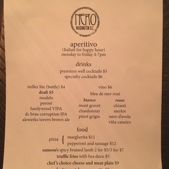 Nero - Happy hr/soft launch menu - Lounges Near Me - Washington, DC, District of Columbia