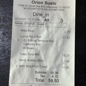 Orion Sushi - Sushi Bars Near Me - Lakewood, Colorado
