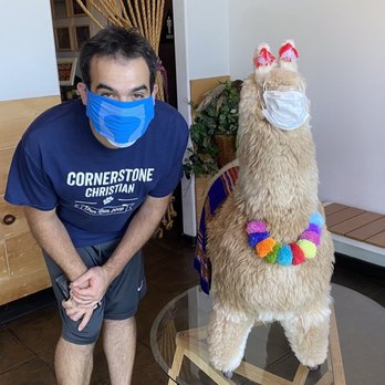 La Huaca Peruvian Cuisine - My son with the Llama in the lobby - Peruvian Near Me - Roseville, California La Huaca Peruvian Cuisine - My son with the Llama in the lobby - Peruvian Near Me - Roseville, California
