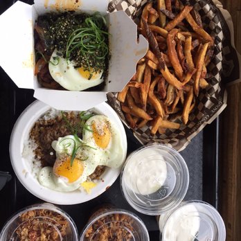 Marination Ma Kai - Loco Momo + kimchi spicy pork rice + yogurt + fries - Korean Near Me - Seattle, Washington Marination Ma Kai - Loco Momo + kimchi spicy pork rice + yogurt + fries - Korean Near Me - Seattle, Washington