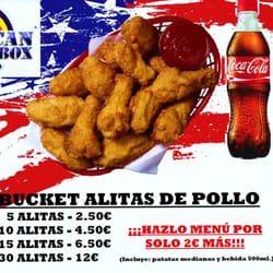 American Box - Alitas de pollo con patatas y bebida