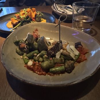 Root Down - Pesto gnocchi - New American Near Me - Denver, Colorado Root Down - Pesto gnocchi - New American Near Me - Denver, Colorado