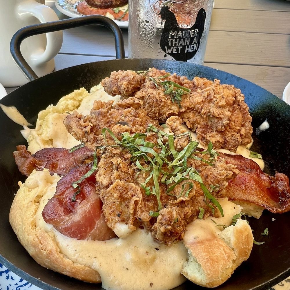 Tupelo Honey Southern Kitchen & Bar - Fried chicken with gravy and biscuits. Ask for extra gravy on the side - so, so good! - Southern Near Me - Upper Arlington, Ohio