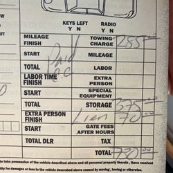 Mission Viejo Towing - Final cost after 5 days (including weekend when they're closed)