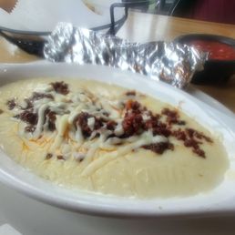 Cheesy queso Blanco with chorizo.