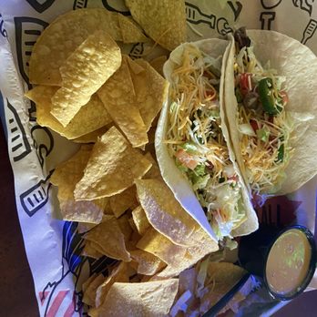 Tijuana Flats - Taco Tuesday-two Tacos chips and drink- I upgraded to steak and a side of Queso - Mexican Near Me - Orlando, Florida Tijuana Flats - Taco Tuesday-two Tacos chips and drink- I upgraded to steak and a side of Queso - Mexican Near Me - Orlando, Florida
