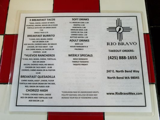 Menu photo 7 Rio Bravo North Bend, WA