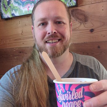 Swirled Peace - Just had White Chocolate with waffle cone topping and Oreo Borealis topped with caramel - Ice Cream & Frozen Yogurt Near Me - Dallas, Texas