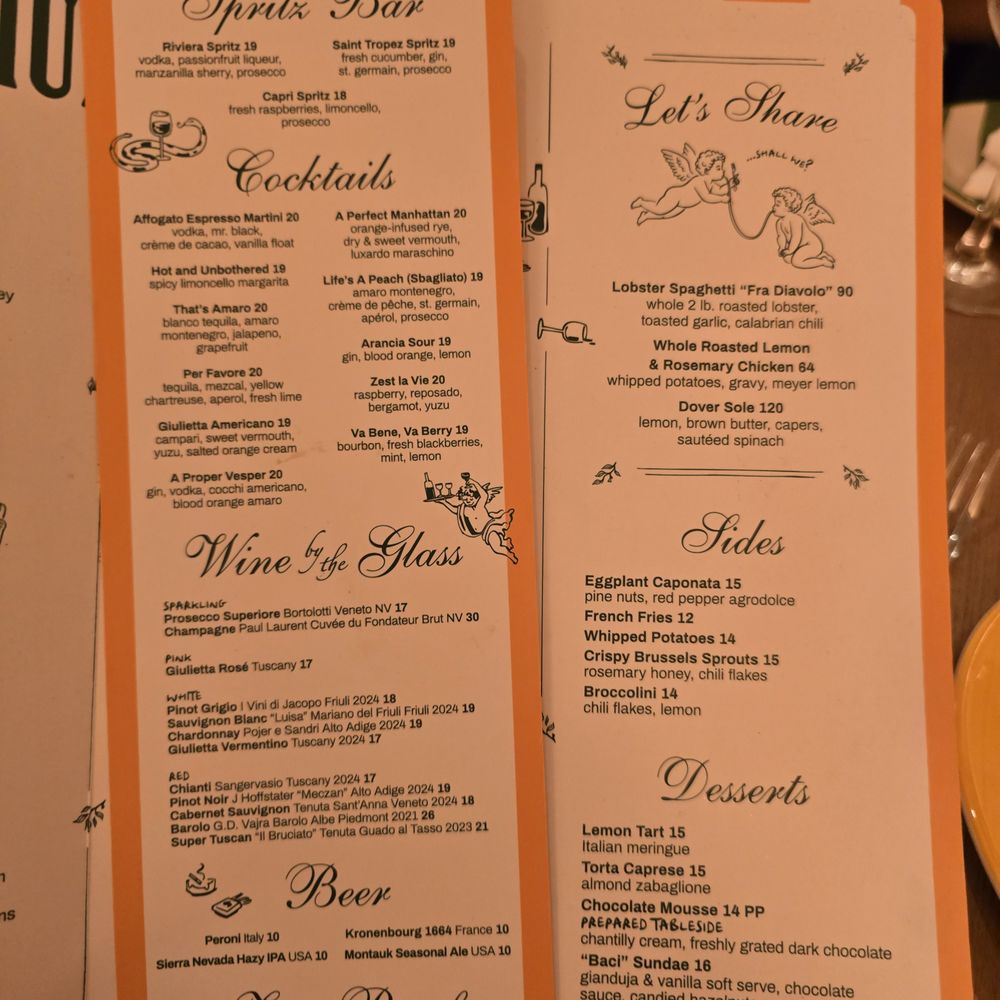 Giulietta - menu - Italian Near Me - New York, New York Giulietta - menu - Italian Near Me - New York, New York