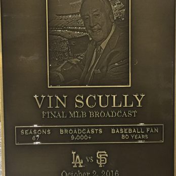 Dodger Stadium - Vin Scully plaque- He was an all time great - Stadiums & Arenas Near Me - Los Angeles, California