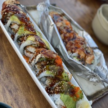 Joy Sushi - a long platter of sushi rolls - Sushi Bars Near Me - San Mateo, California