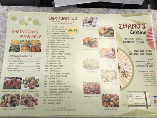 Menu photo 2 Zhang's Cuisine Lincoln, NE Menu photo 2 Zhang's Cuisine Lincoln, NE