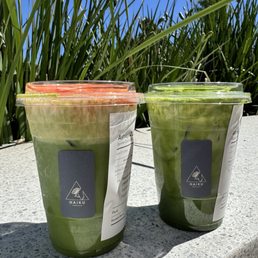 Guava matcha latte with li hing mui and Matcha Einspanner, 16 oz Guava matcha latte with li hing mui and Matcha Einspanner, 16 oz