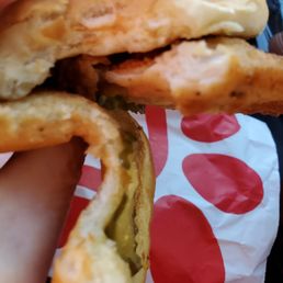 Chicken Sandwich... don't spare the oil and fat on this mammoth piece of chicken. Can feed 5 families! Chicken Sandwich... don't spare the oil and fat on this mammoth piece of chicken. Can feed 5 families!