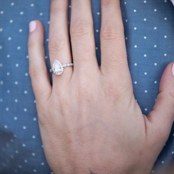 Jasmin's Fine Jewelry - For visual sizing on finger: 1.02 ct pear shape center stone with halo. We both love Sarkis' work, and so does everyone that sees the ring! - Jewelry Near Me - Encino, California
