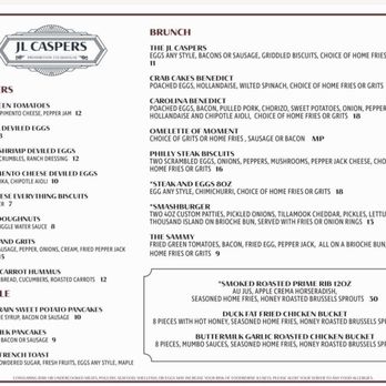 JL Casper’s - Brunch Menu - 4/29/22 - Steakhouses Near Me - Winston-Salem, North Carolina