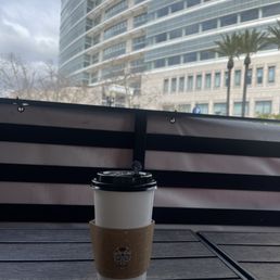 a cup of coffee on a table