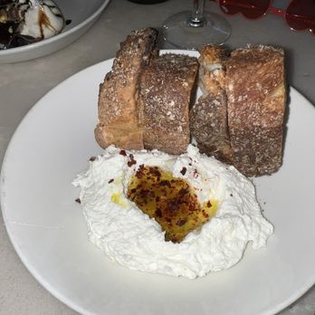 La Pecora Bianca SoHo - Whipped Ricotta with spicy honey with truffle - Mediterranean Near Me - New York, New York La Pecora Bianca SoHo - Whipped Ricotta with spicy honey with truffle - Mediterranean Near Me - New York, New York