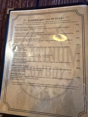Menu photo 1 Platinum Cowboy Palm Desert, CA