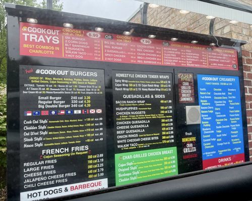 Menu photo 1 Cook Out Charlotte, NC