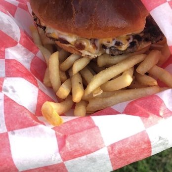 Riverview First Friday Food Trucks - What can I say. I had a Great Time. I got this burger for my guy and my son from Dave's jukebox diner. They both loved it. - Food Trucks Near Me - Riverview, Florida