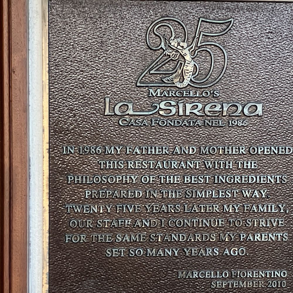 La Sirena Restaurant - Plaque with history - Italian Near Me - West Palm Beach, Florida La Sirena Restaurant - Plaque with history - Italian Near Me - West Palm Beach, Florida