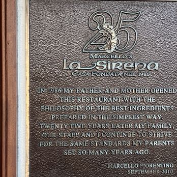 La Sirena Restaurant - Plaque with history - Italian Near Me - West Palm Beach, Florida La Sirena Restaurant - Plaque with history - Italian Near Me - West Palm Beach, Florida