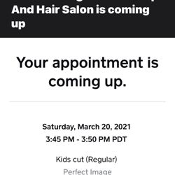 Perfect Image Barbershop - Appointment confirmation...