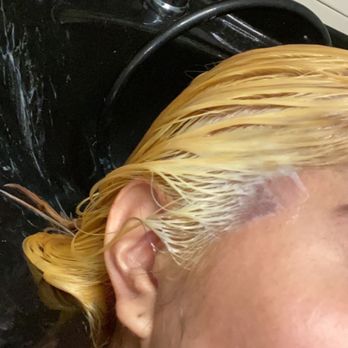 Salon Gioia - You can see they don't clean the bleach off all over neck and the side of my face was already burned - Hair Salons Near Me - Staten Island, New York Salon Gioia - You can see they don't clean the bleach off all over neck and the side of my face was already burned - Hair Salons Near Me - Staten Island, New York