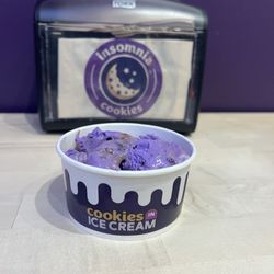 Insomnia Cookies - Dreamweaver purple s'mores-flavored ice cream w/ milk fudge swirls & white stars