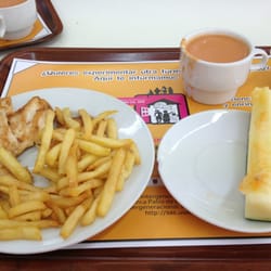 Cafetería Colegio Oviedo - Pollo con patatas fritas, gazpacho y melón
