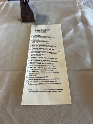 Menu photo 1 The Oyster Bar Bow, WA