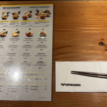 Kinton Ramen - Menu and table setting~ - Ramen Near Me - North Vancouver, British Columbia