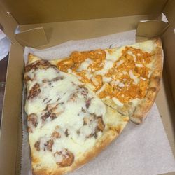 Buffalo pizza & bbq pizza