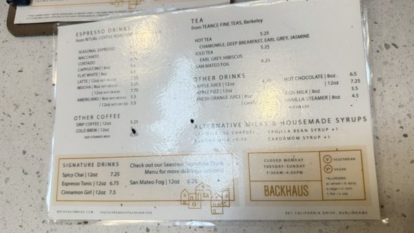 Menu photo 4 Backhaus - Burlingame Burlingame, CA