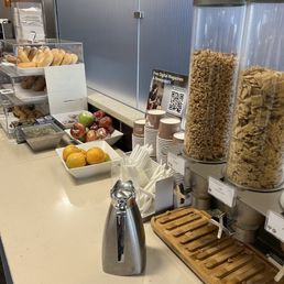 Cereal and toast options.
