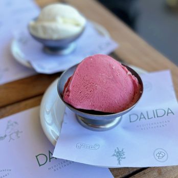 SOUR CHERRY, PISTACHIO CREAM, COCONUT SORBET