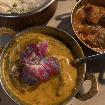 Raj Saffron House - Malai Kofta and Mango Chicken Curry on the right - Indian Near Me - Syracuse, New York