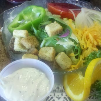 Frog Pond - House salad with yummy Parmesan dressing and fresh banana bread - Breakfast & Brunch Near Me - North Redington Beach, Florida Frog Pond - House salad with yummy Parmesan dressing and fresh banana bread - Breakfast & Brunch Near Me - North Redington Beach, Florida