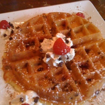 Café Muse - They had a raspberry chocolate pancake on the menu -- I asked if they could substitute a waffle for a pancake -- AND THEY DID! - Breakfast & Brunch Near Me - Royal Oak, Michigan