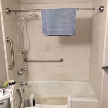 Hawaii Tub Cut - Modified tub, installed grab bars, installed curtain rod. Sorry about the dirty tub. - Kitchen & Bath Near Me Hawaii Tub Cut - Modified tub, installed grab bars, installed curtain rod. Sorry about the dirty tub. - Kitchen & Bath Near Me