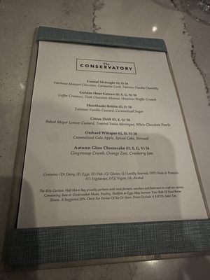 Menu photo 1 The Conservatory Half Moon Bay, CA Menu photo 1 The Conservatory Half Moon Bay, CA